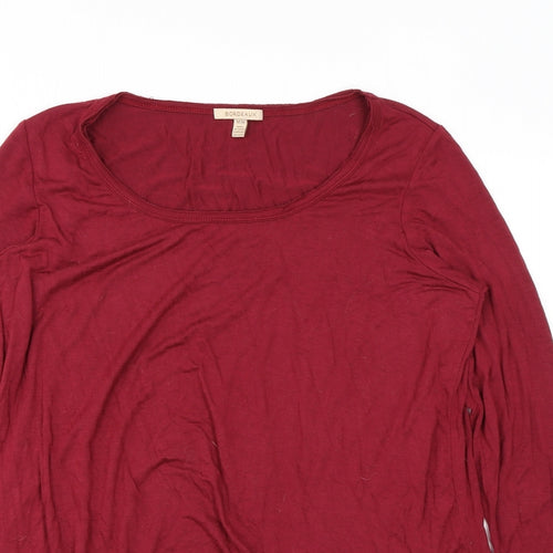 Bordeaux Womens Red Polyester Basic Blouse Size M Scoop Neck