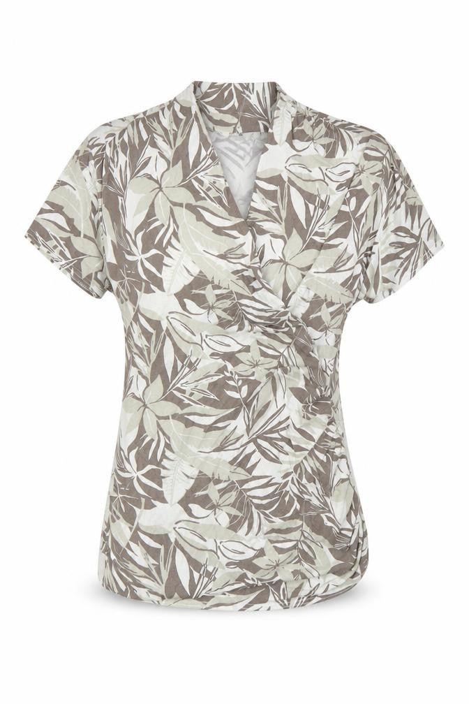 Marble Womens Grey Floral Viscose Wrap T-Shirt Size 14 V-Neck