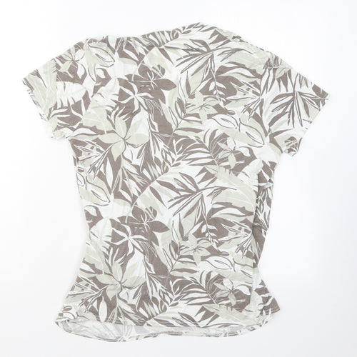 Marble Womens Grey Floral Viscose Wrap T-Shirt Size 14 V-Neck