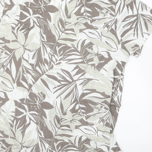 Marble Womens Grey Floral Viscose Wrap T-Shirt Size 14 V-Neck