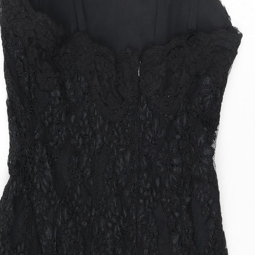 NEXT Womens Black Floral Polyester Bodycon Size 12 V-Neck Zip - Lace