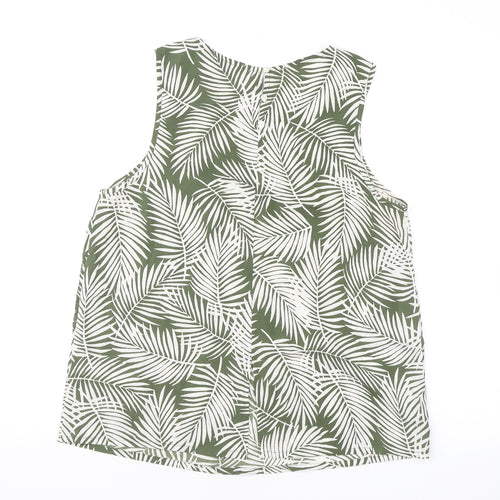 New Look Womens Green Geometric Polyester Basic Tank Size 12 Round Neck - Leaf print