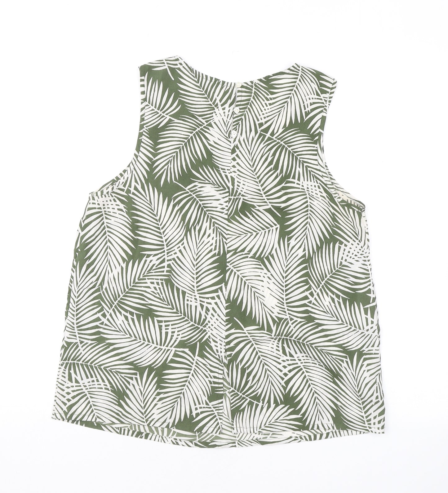 New Look Womens Green Geometric Polyester Basic Tank Size 12 Round Neck - Leaf print