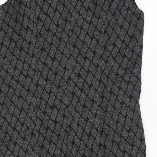 Country Casuals Womens Grey Geometric Acrylic Bodycon Size 16 Round Neck Zip