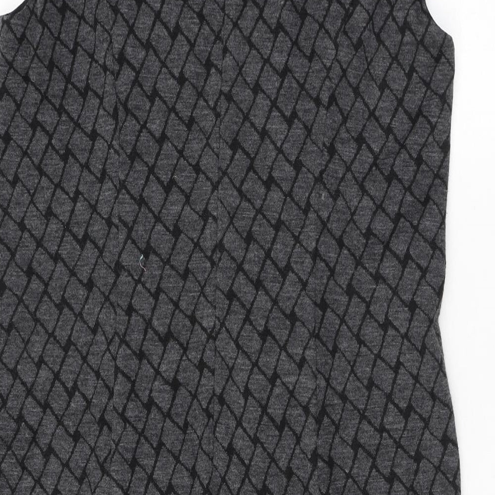 Country Casuals Womens Grey Geometric Acrylic Bodycon Size 16 Round Neck Zip