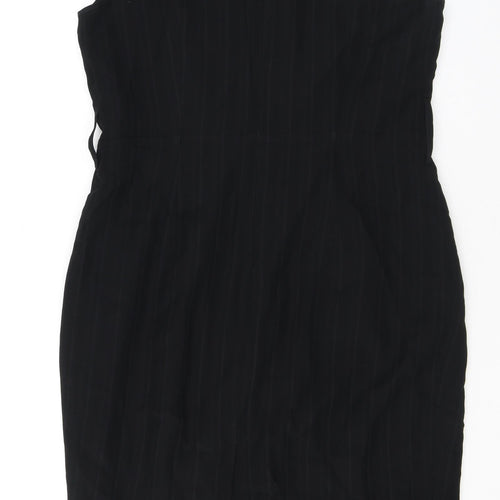 Autograph Womens Black Acetate Pencil Dress Size 14 Boat Neck Zip