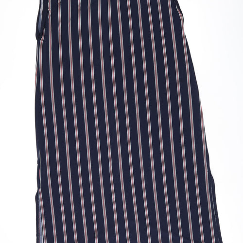 Oasis Womens Blue Striped Polyester Sheath Size L Collared Button