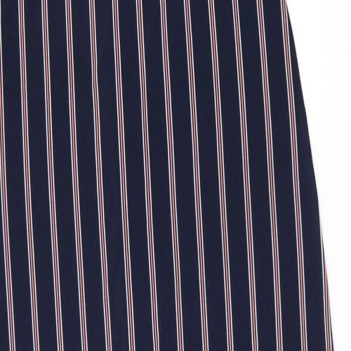 Oasis Womens Blue Striped Polyester Sheath Size L Collared Button