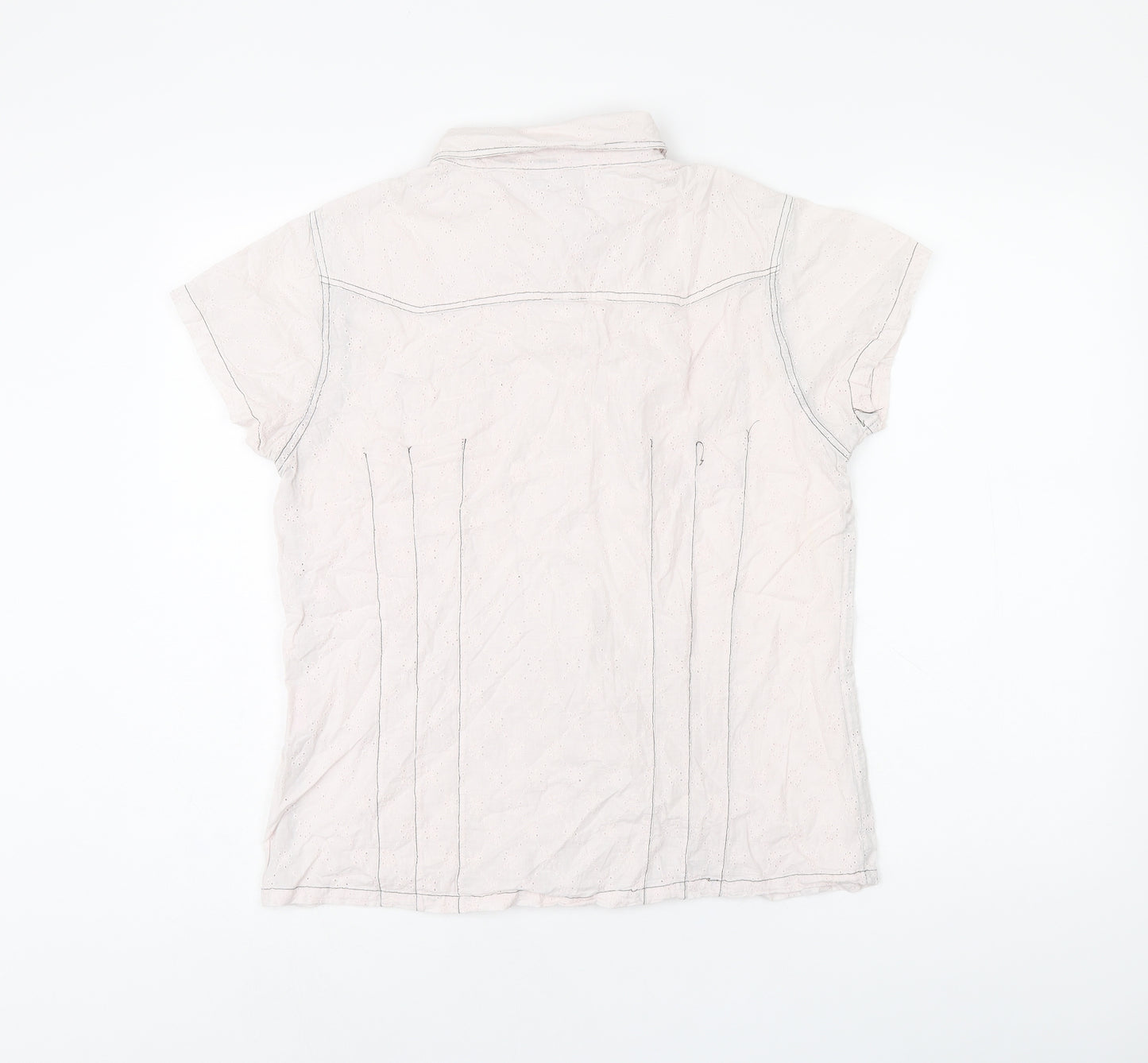 Utback Womens Pink Cotton Basic Button-Up Size L Collared