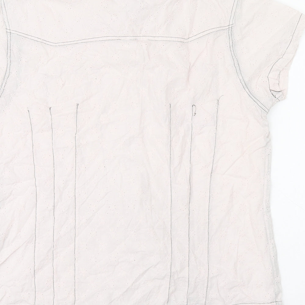 Utback Womens Pink Cotton Basic Button-Up Size L Collared