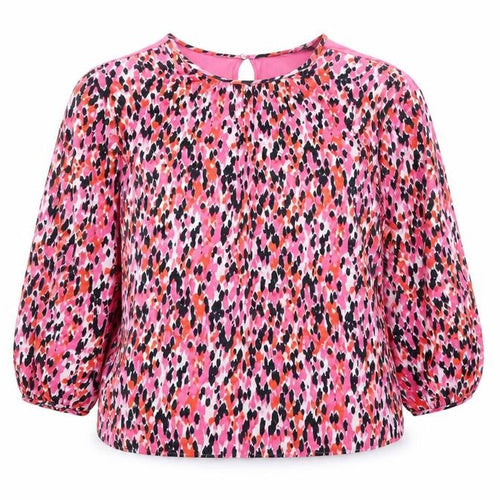 Marks and Spencer Womens Pink Geometric Viscose Jersey Blouse Size 16 Round Neck