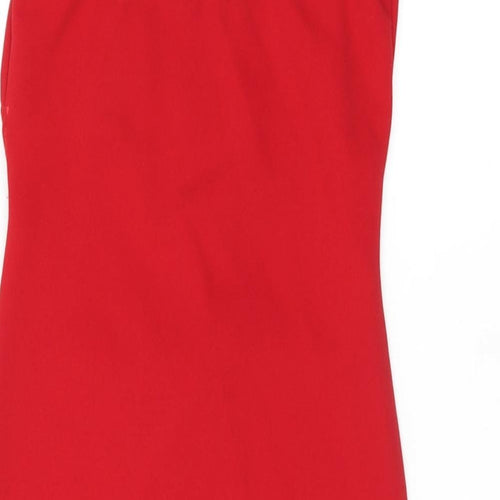 PRETTYLITTLETHING Womens Red Polyester Bodycon Size 6 V-Neck Pullover