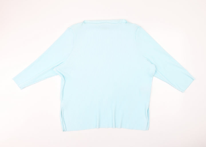 Marks and Spencer Womens Blue Polyester Basic Blouse Size 20 Boat Neck