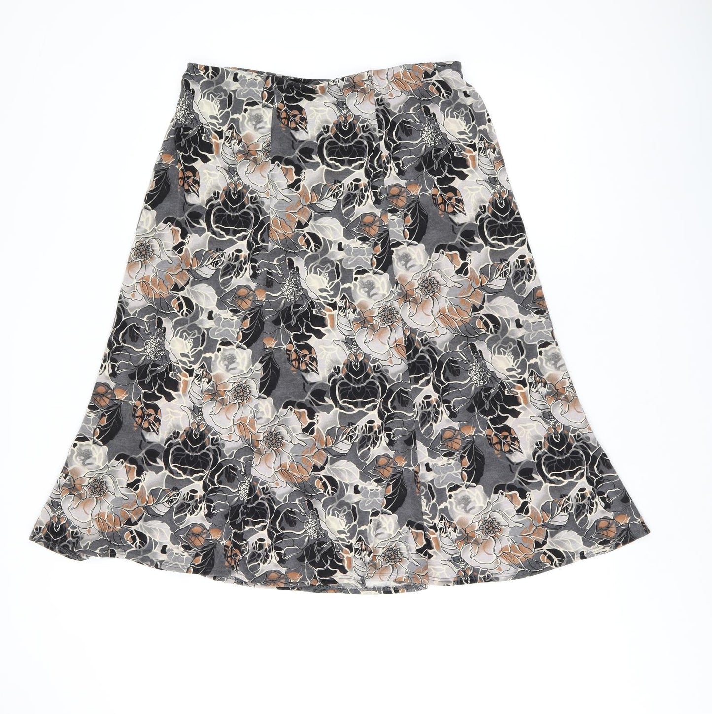 Marks and Spencer Womens Grey Floral Polyester Swing Skirt Size 10