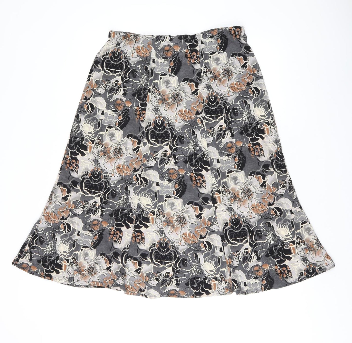Marks and Spencer Womens Grey Floral Polyester Swing Skirt Size 10