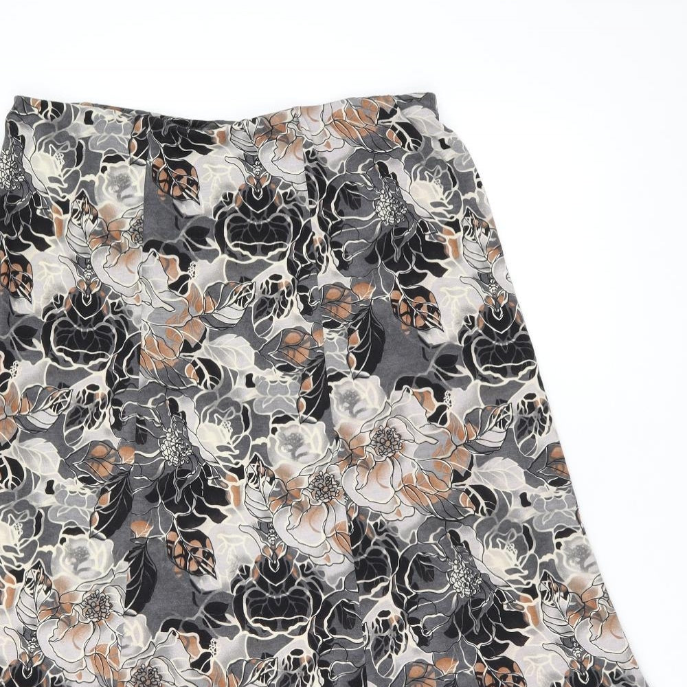 Marks and Spencer Womens Grey Floral Polyester Swing Skirt Size 10