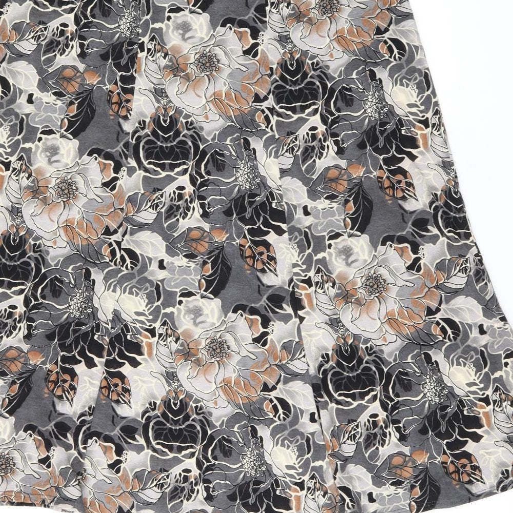 Marks and Spencer Womens Grey Floral Polyester Swing Skirt Size 10