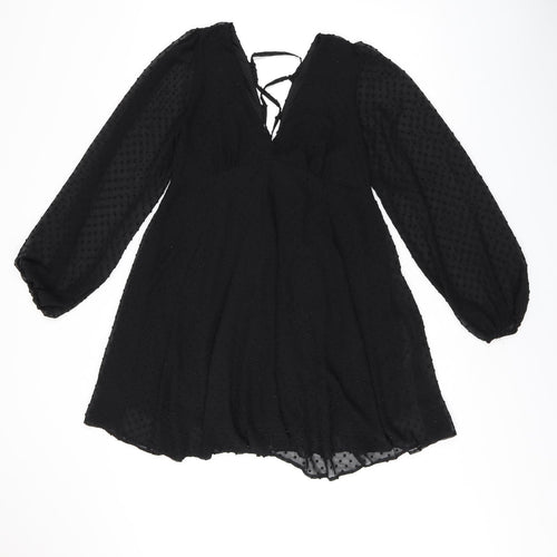 ASOS Womens Black Polka Dot Polyester Shift Size 10 V-Neck Zip