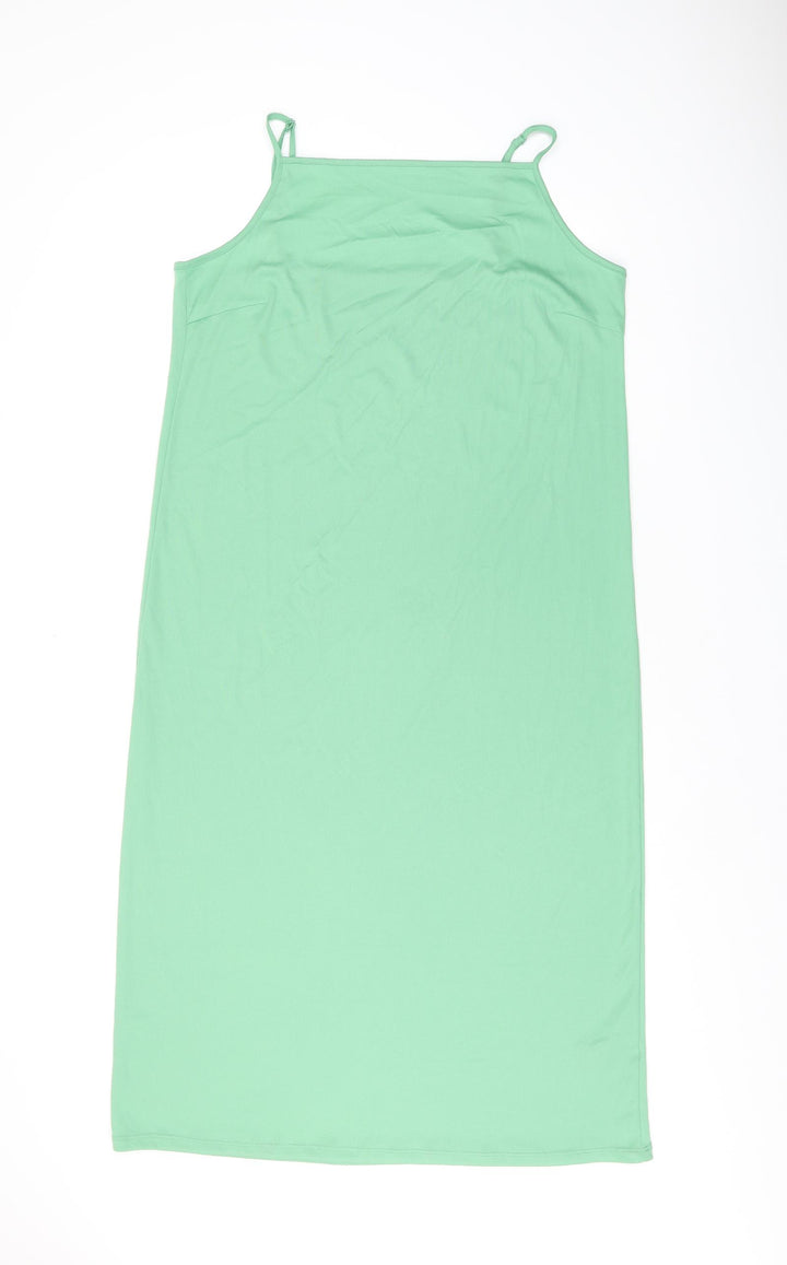 Marks and Spencer Womens Green Polyester Shift Size 16 Square Neck Pullover