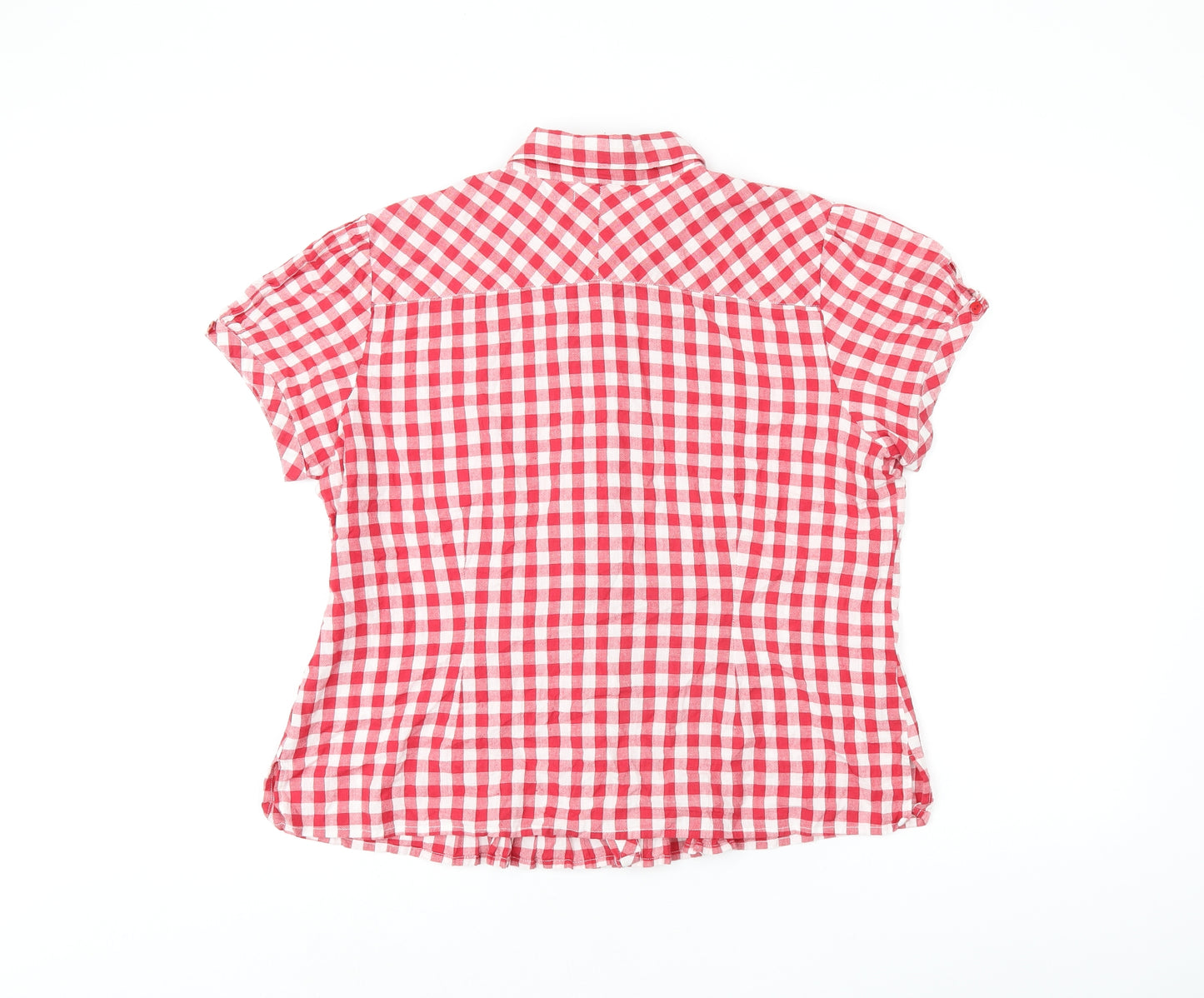 VIZ-A-VIZ Womens Red Geometric Cotton Basic Button-Up Size 8 Collared