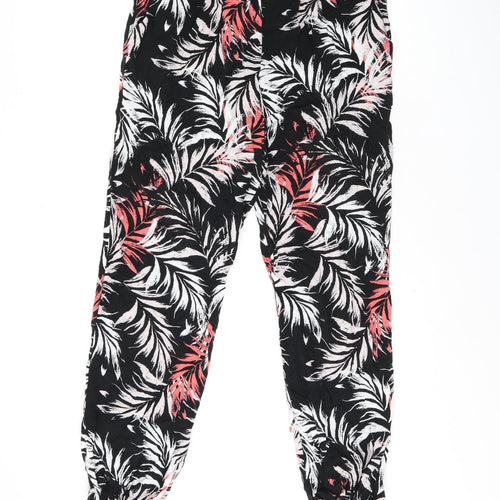 Paraphrase Womens Black Geometric Viscose Bloomer Trousers Size L L27 in Regular - Leaf print