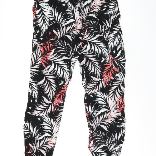 Paraphrase Womens Black Geometric Viscose Bloomer Trousers Size L L27 in Regular - Leaf print
