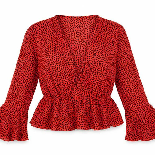 Nasty Gal Womens Red Polka Dot Polyester Basic Blouse Size 10 V-Neck