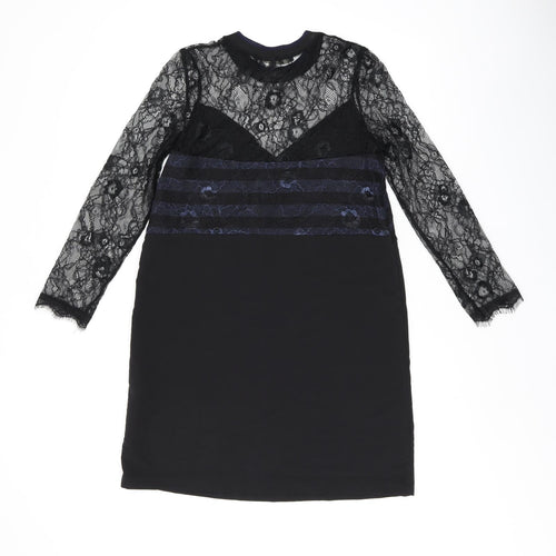 Zara Womens Black Polyamide Shift Size XS Round Neck Pullover - Lace detail
