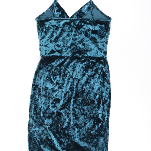 New Look Womens Blue Polyester Bodycon Size 8 V-Neck Pullover