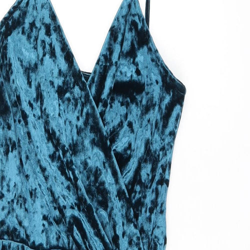 New Look Womens Blue Polyester Bodycon Size 8 V-Neck Pullover