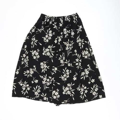 Bonmarché Womens Black Floral Viscose Swing Skirt Size 14