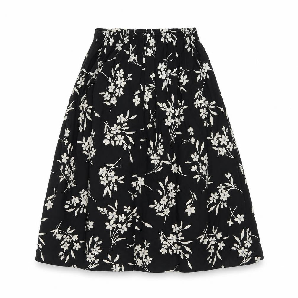Bonmarché Womens Black Floral Viscose Swing Skirt Size 14