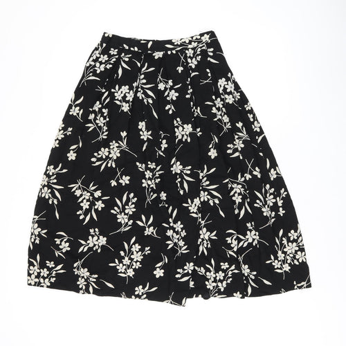 Bonmarché Womens Black Floral Viscose Swing Skirt Size 14