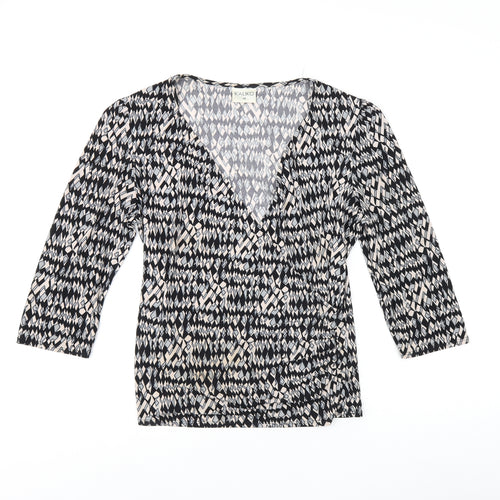Kaliko Womens Multicoloured Geometric Polyester Jersey T-Shirt Size 12 V-Neck