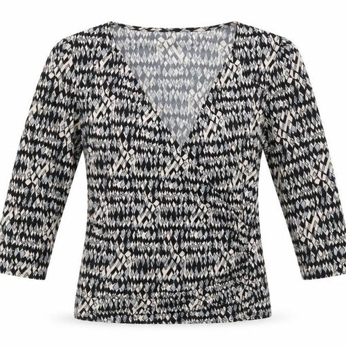 Kaliko Womens Multicoloured Geometric Polyester Jersey T-Shirt Size 12 V-Neck