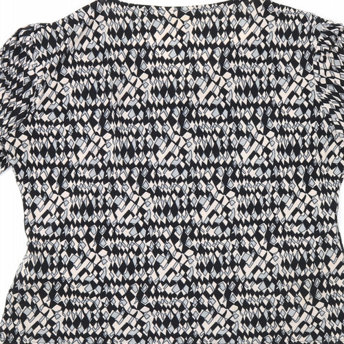 Kaliko Womens Multicoloured Geometric Polyester Jersey T-Shirt Size 12 V-Neck