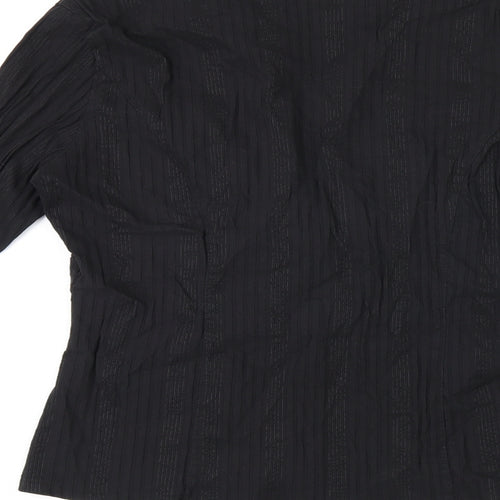 Evie Womens Black Cotton Basic T-Shirt Size 14 V-Neck
