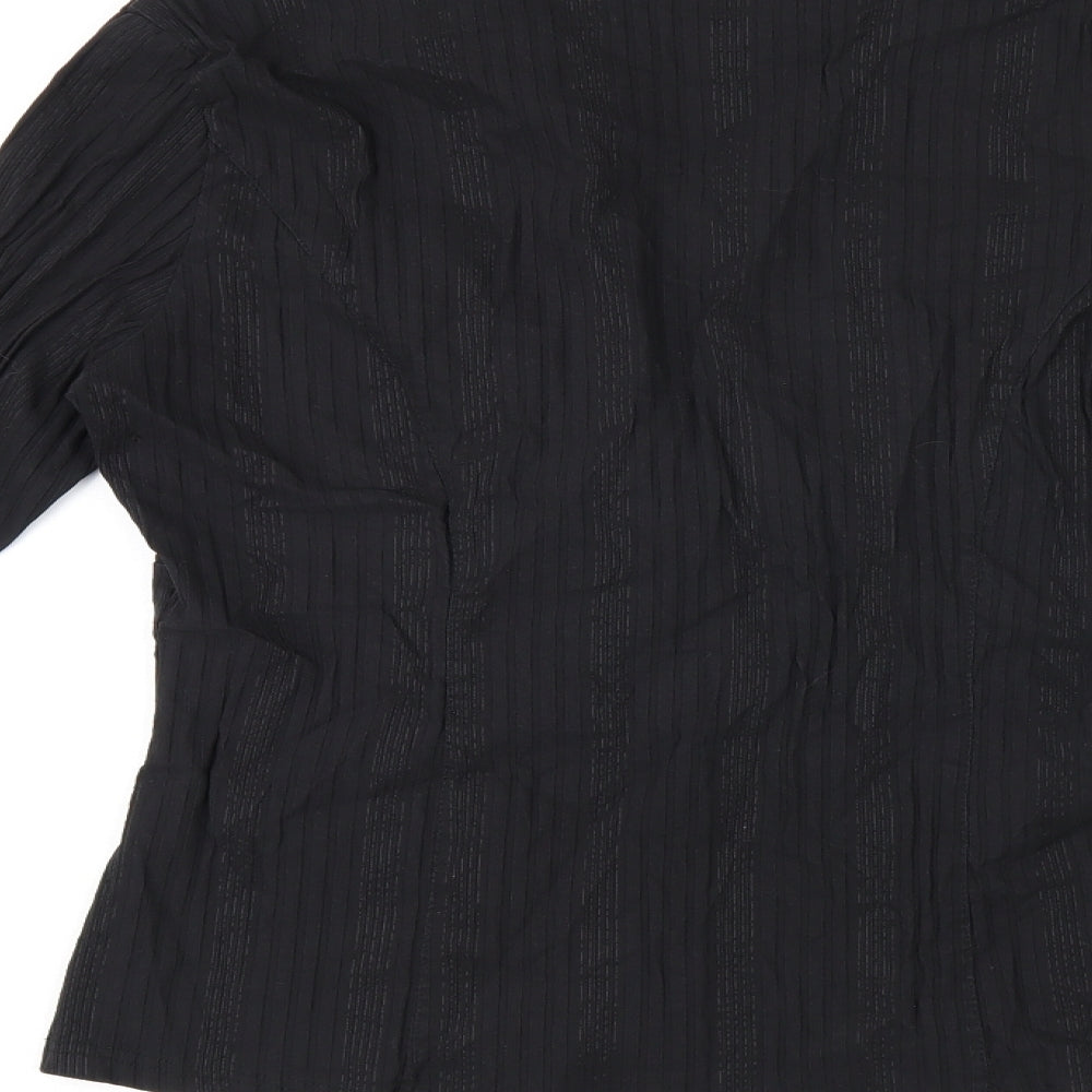 Evie Womens Black Cotton Basic T-Shirt Size 14 V-Neck