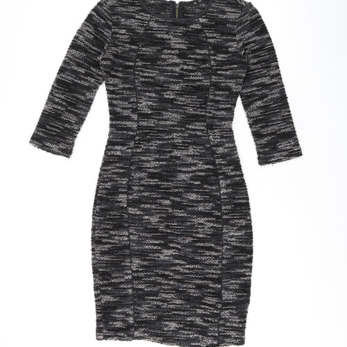 AGGI Womens Grey Polyester Bodycon Size 6 Boat Neck Zip