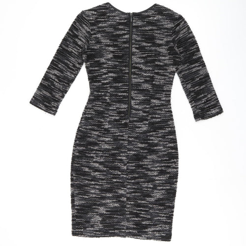 AGGI Womens Grey Polyester Bodycon Size 6 Boat Neck Zip