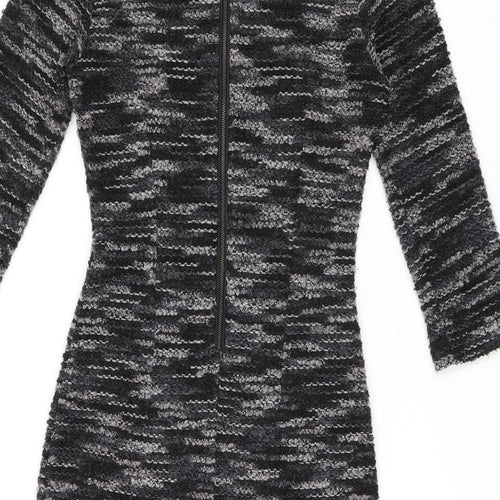 AGGI Womens Grey Polyester Bodycon Size 6 Boat Neck Zip