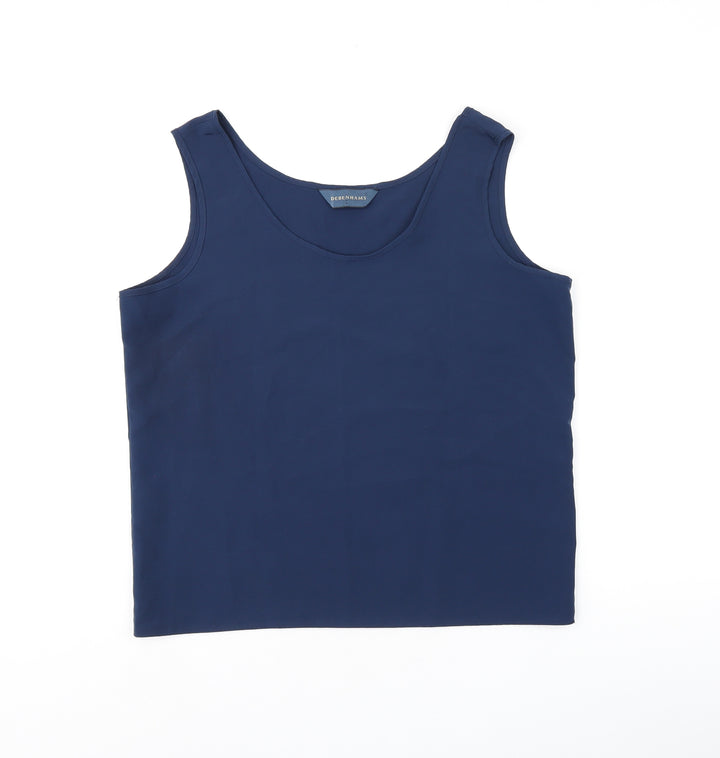 Debenhams Womens Blue Polyester Basic Tank Size 12 Scoop Neck