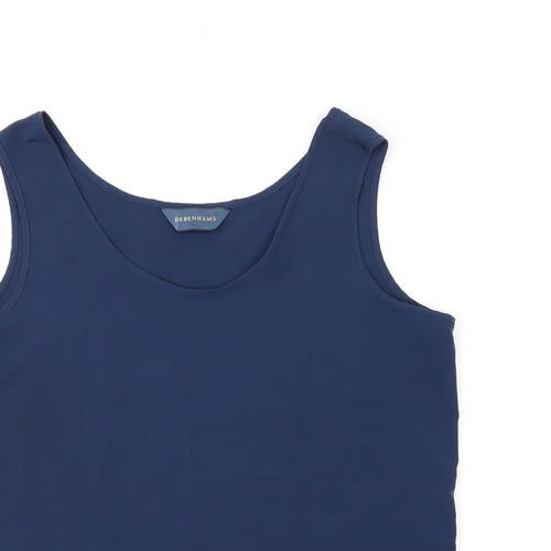 Debenhams Womens Blue Polyester Basic Tank Size 12 Scoop Neck