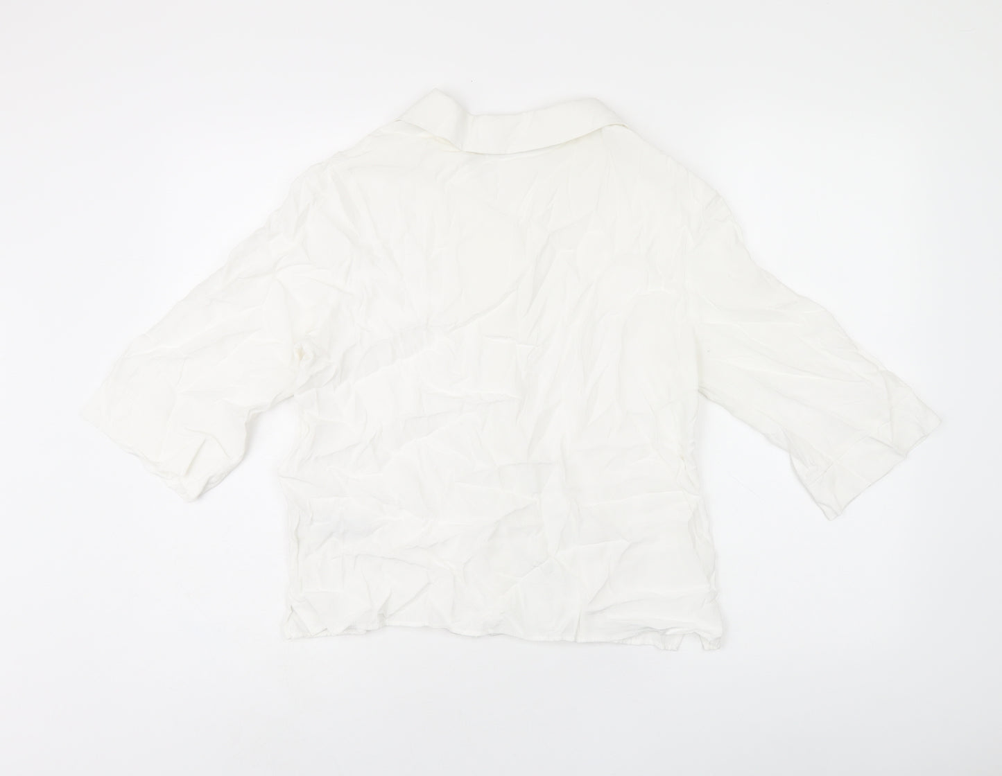 Marks and Spencer Womens White Viscose Basic Button-Up Size 12 Collared