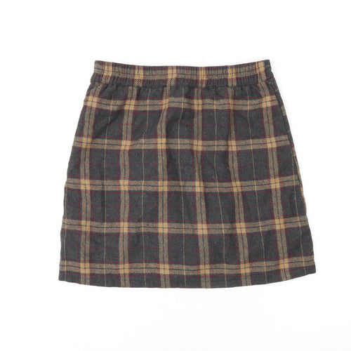 DAZY Womens Brown Plaid Polyester Skort Skirt Size L Zip