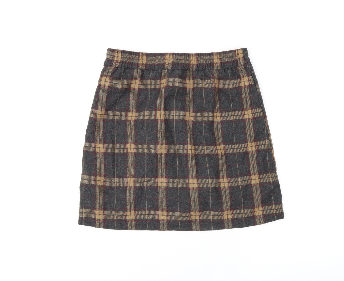DAZY Womens Brown Plaid Polyester Skort Skirt Size L Zip