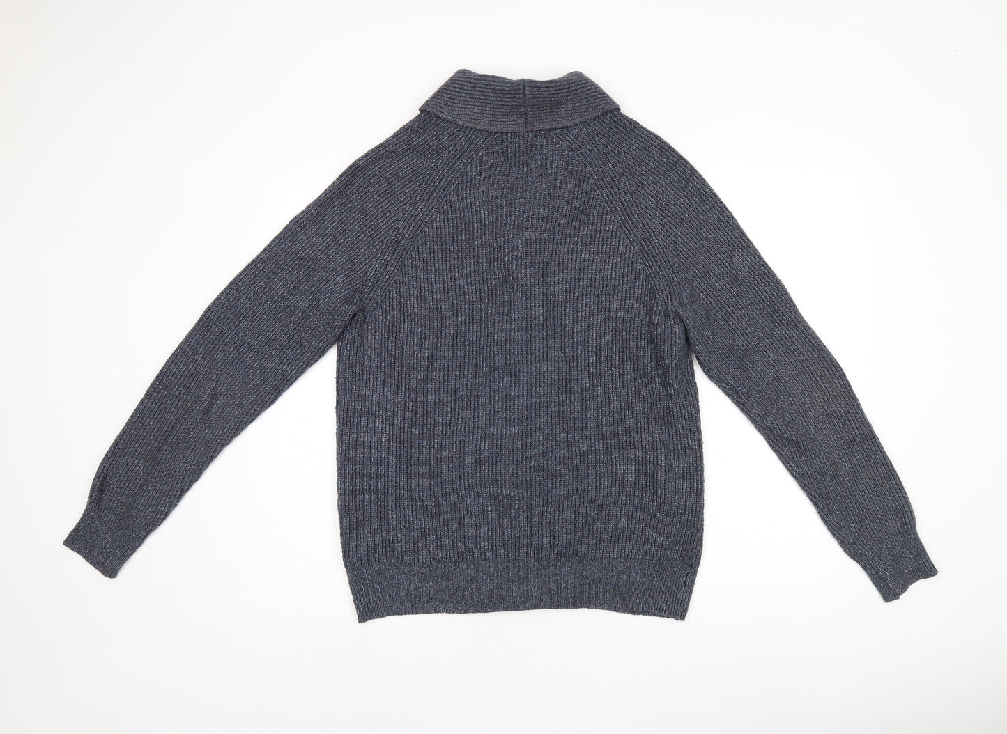 Marks and Spencer Mens Grey Collared Polyamide Cardigan Jumper Size M Long Sleeve