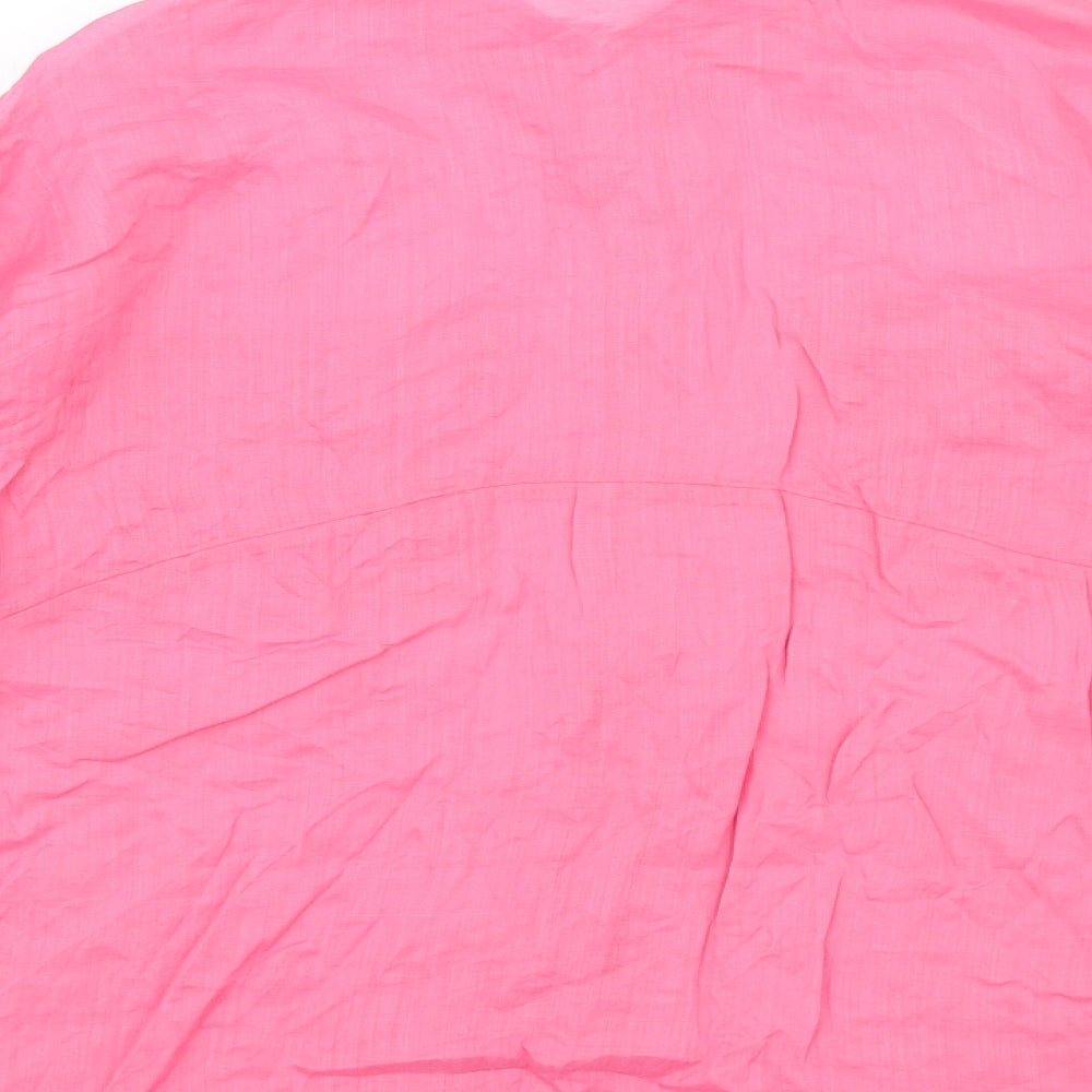 Autograph Womens Pink Ramie Basic Button-Up Size 14 Collared