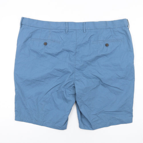 Marks and Spencer Mens Blue Cotton Chino Shorts Size 44 in L11 in Regular Zip