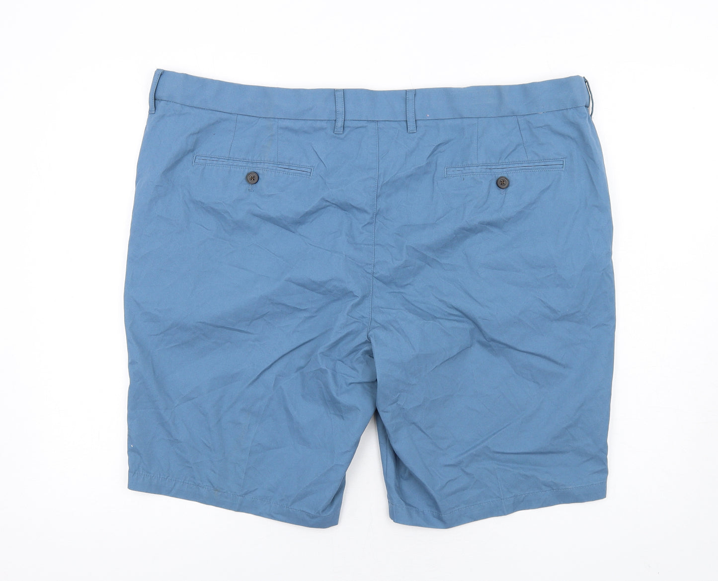 Marks and Spencer Mens Blue Cotton Chino Shorts Size 44 in L11 in Regular Zip
